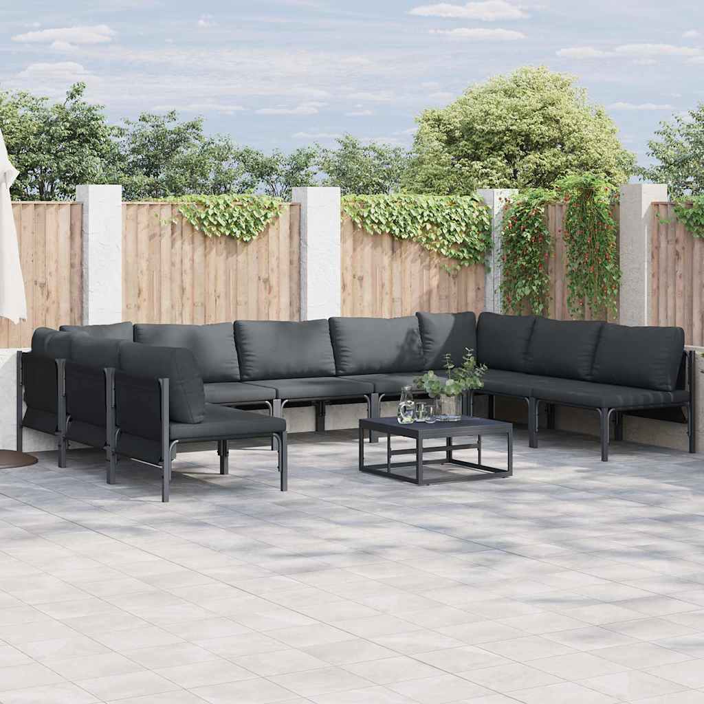 Tuinbankenset met kussen 9 pcs Zwart Staal is nu te koop bij PeponiXL, paradijselijk wonen!