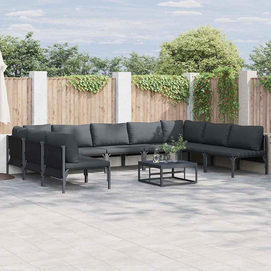 Tuinbankenset met kussen 9 pcs Zwart Staal is nu te koop bij PeponiXL, paradijselijk wonen!
