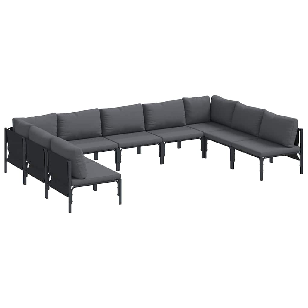 Tuinbankenset met kussen 9 pcs Zwart Staal is nu te koop bij PeponiXL, paradijselijk wonen!