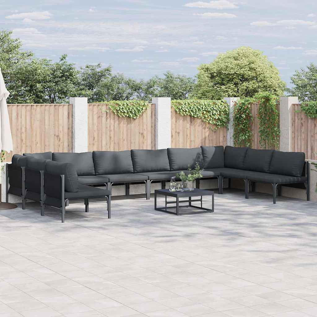 Tuinbankenset met kussen 10 pcs Zwart Staal is nu te koop bij PeponiXL, paradijselijk wonen!
