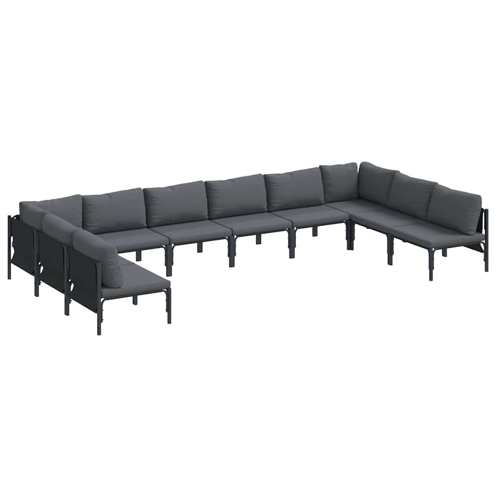 Tuinbankenset met kussen 10 pcs Zwart Staal is nu te koop bij PeponiXL, paradijselijk wonen!