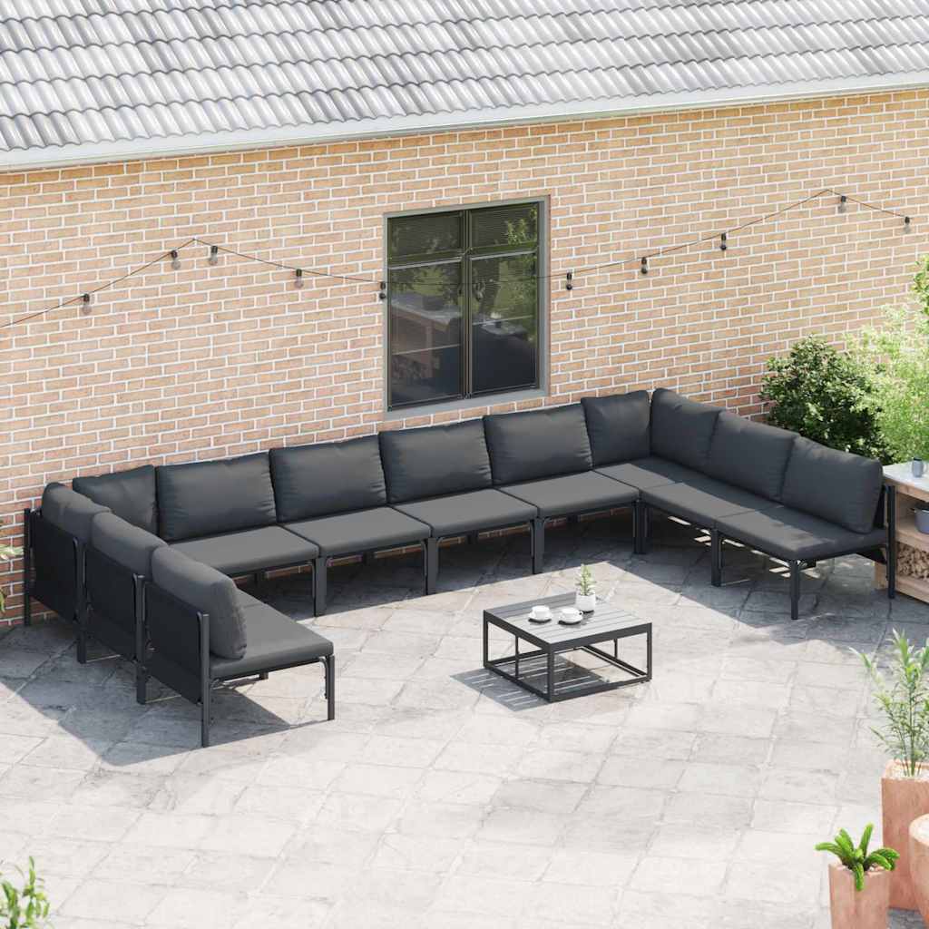 Tuinbankenset met kussen 11 pcs Zwart Staal is nu te koop bij PeponiXL, paradijselijk wonen!