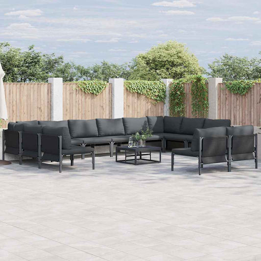 Tuinbankenset met kussen 13 pcs Zwart Staal is nu te koop bij PeponiXL, paradijselijk wonen!