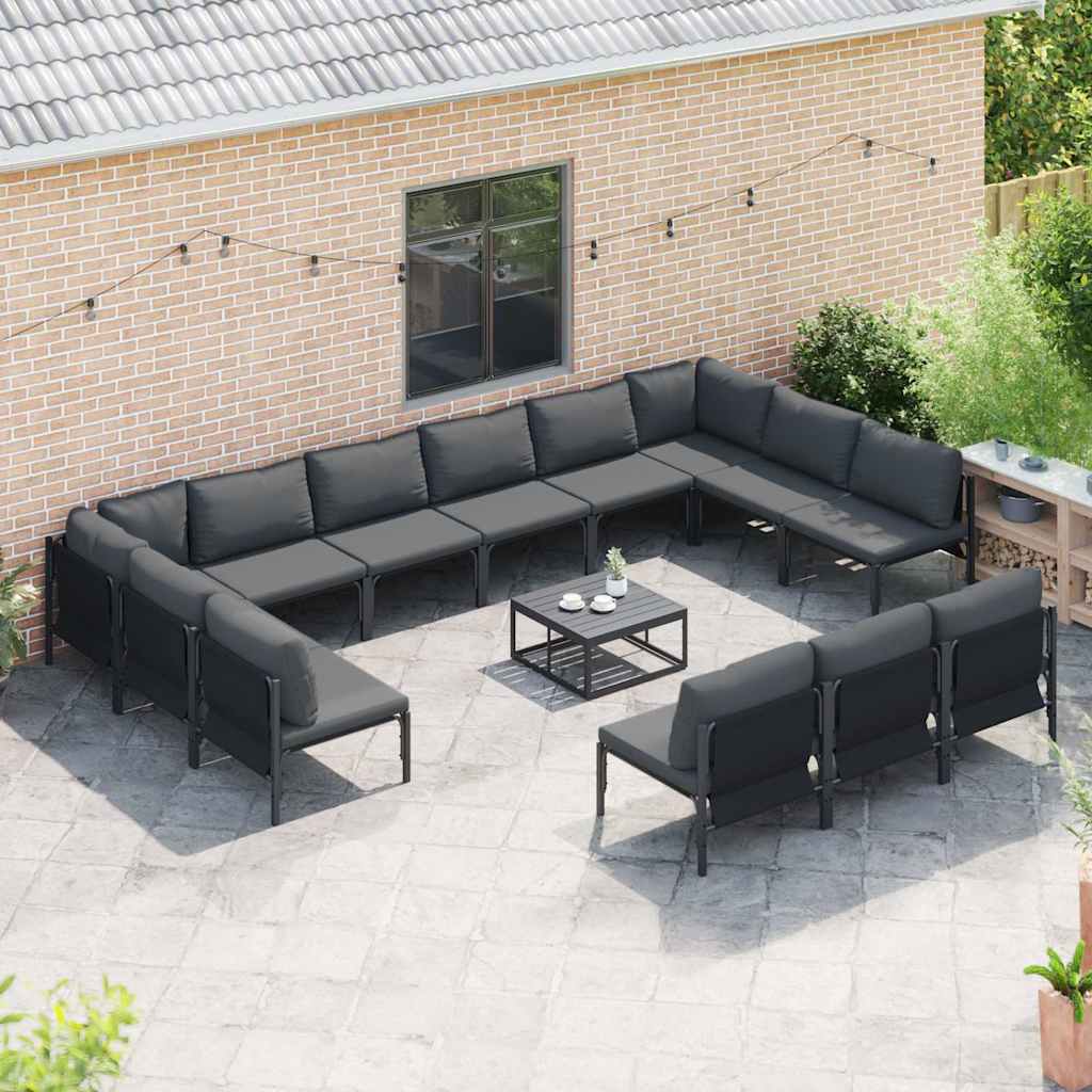 Tuinbankenset met kussen 13 pcs Zwart Staal is nu te koop bij PeponiXL, paradijselijk wonen!