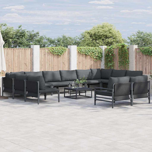 Tuinbankenset met kussen 13 pcs Zwart Staal is nu te koop bij PeponiXL, paradijselijk wonen!