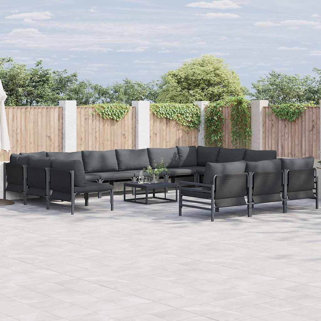 Tuinbankenset met kussen 13 pcs Zwart Staal is nu te koop bij PeponiXL, paradijselijk wonen!