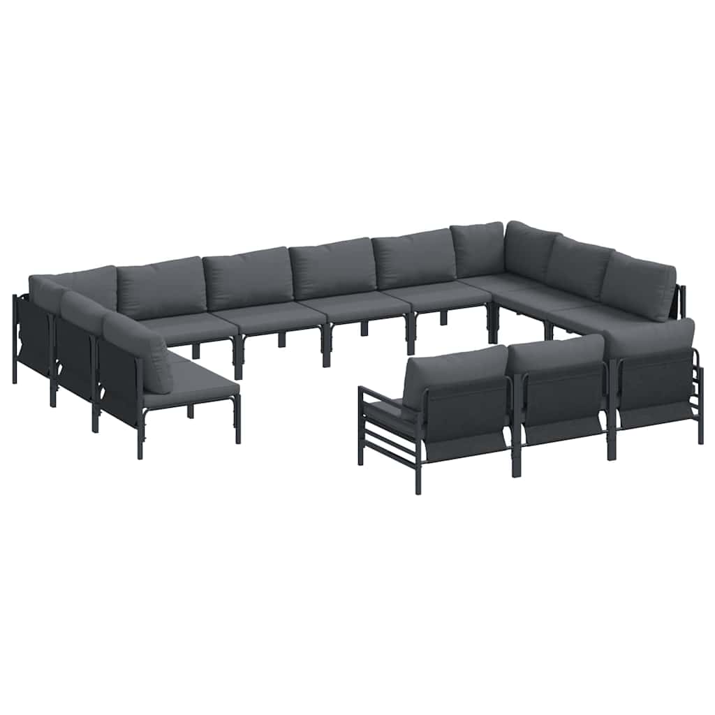 Tuinbankenset met kussen 13 pcs Zwart Staal is nu te koop bij PeponiXL, paradijselijk wonen!