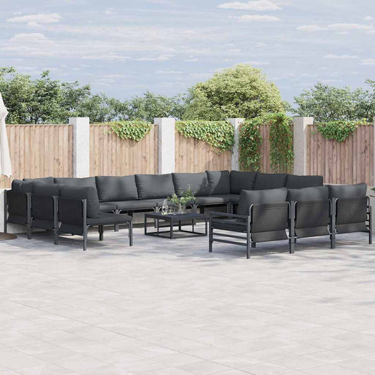 Tuinbankenset met kussen 14 pcs Zwart Staal is nu te koop bij PeponiXL, paradijselijk wonen!