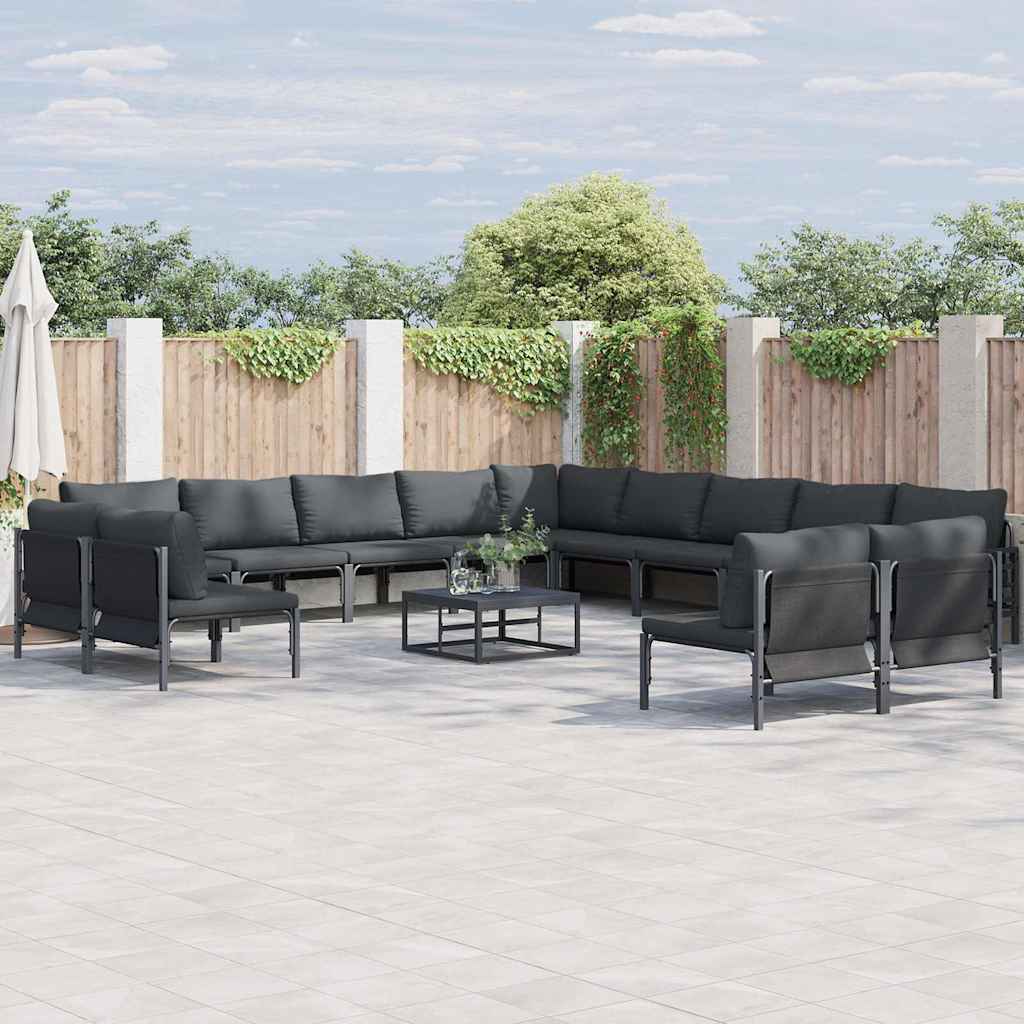 Tuinbankenset met kussen 13 pcs Zwart Staal is nu te koop bij PeponiXL, paradijselijk wonen!