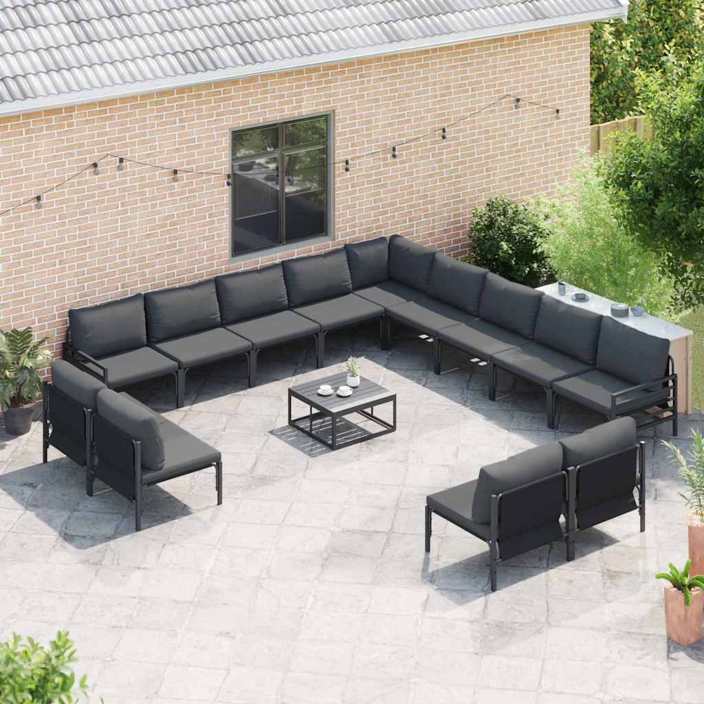 Tuinbankenset met kussen 13 pcs Zwart Staal is nu te koop bij PeponiXL, paradijselijk wonen!