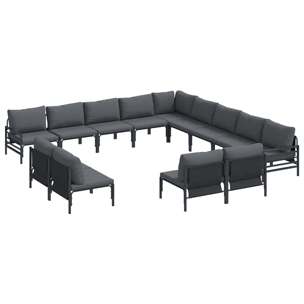 Tuinbankenset met kussen 13 pcs Zwart Staal is nu te koop bij PeponiXL, paradijselijk wonen!