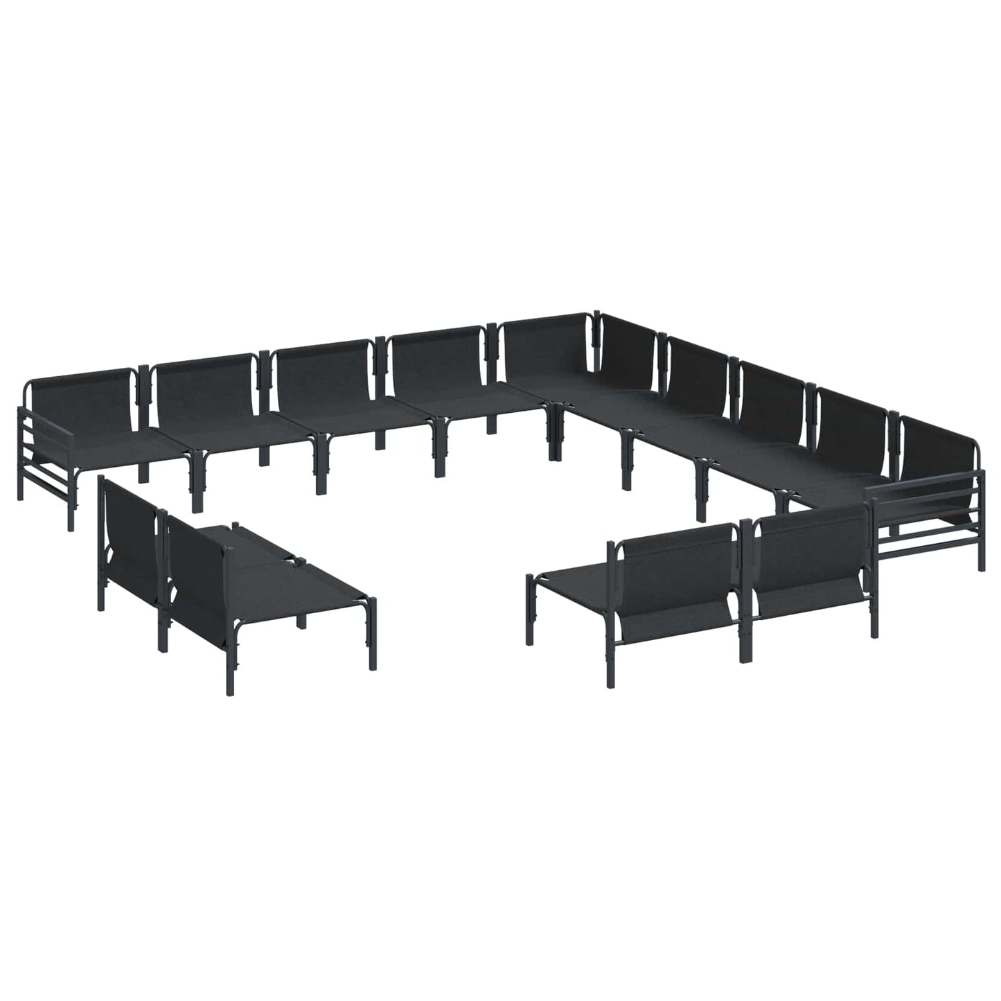 Tuinbankenset met kussen 13 pcs Zwart Staal is nu te koop bij PeponiXL, paradijselijk wonen!