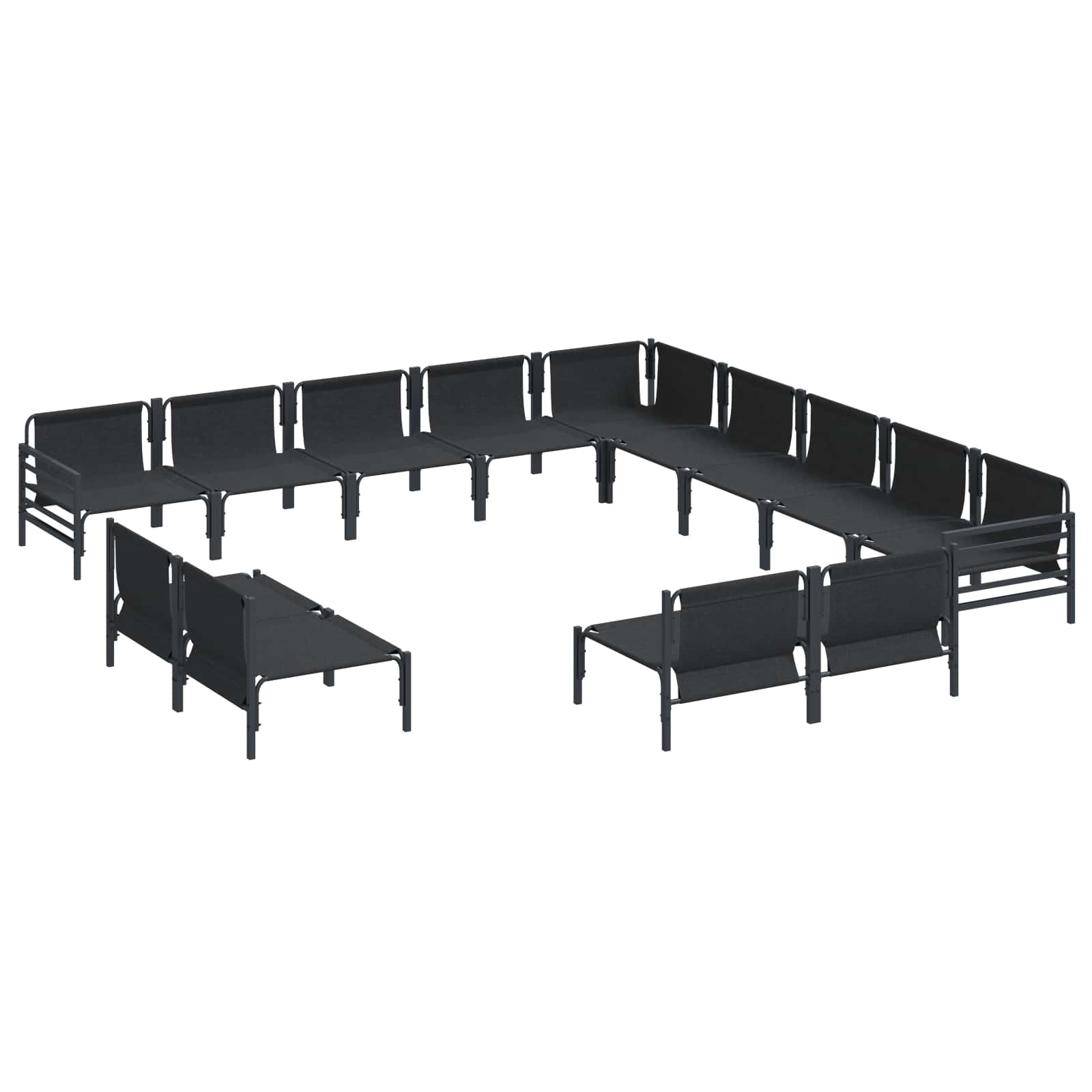 Tuinbankenset met kussen 13 pcs Zwart Staal is nu te koop bij PeponiXL, paradijselijk wonen!