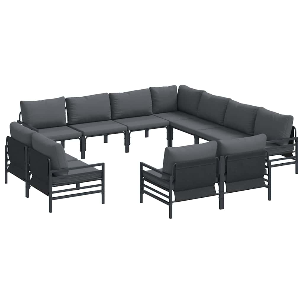 Tuinbankenset met kussen 11 pcs Zwart Staal is nu te koop bij PeponiXL, paradijselijk wonen!