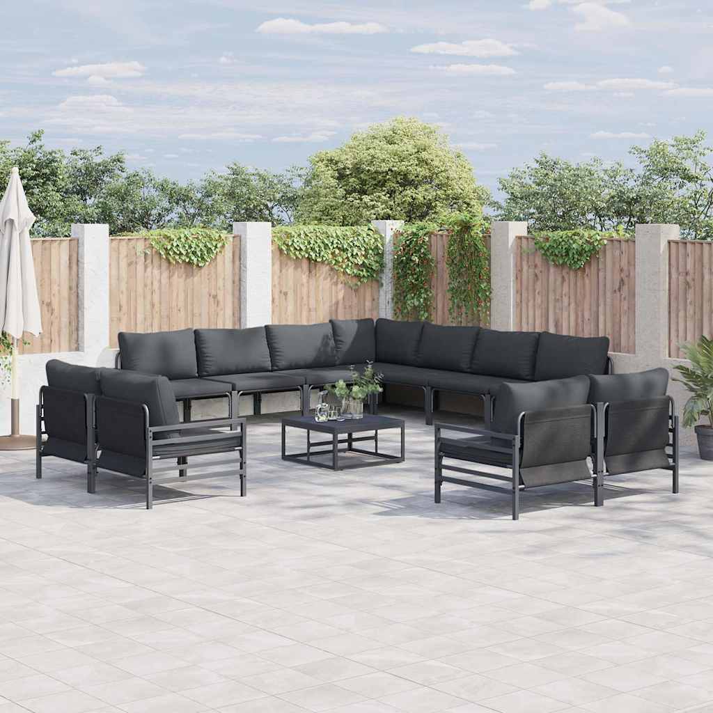 Tuinbankenset met kussen 12 pcs Zwart Staal is nu te koop bij PeponiXL, paradijselijk wonen!