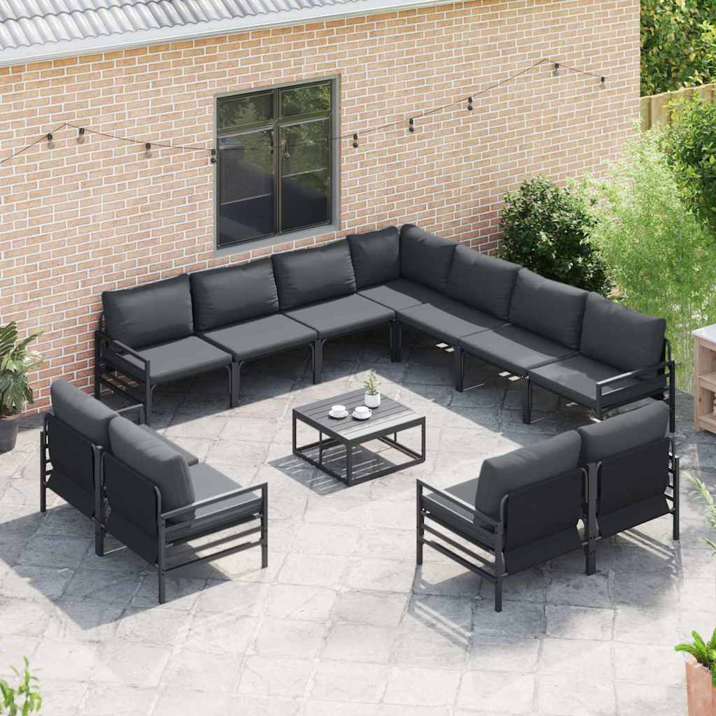 Tuinbankenset met kussen 12 pcs Zwart Staal is nu te koop bij PeponiXL, paradijselijk wonen!