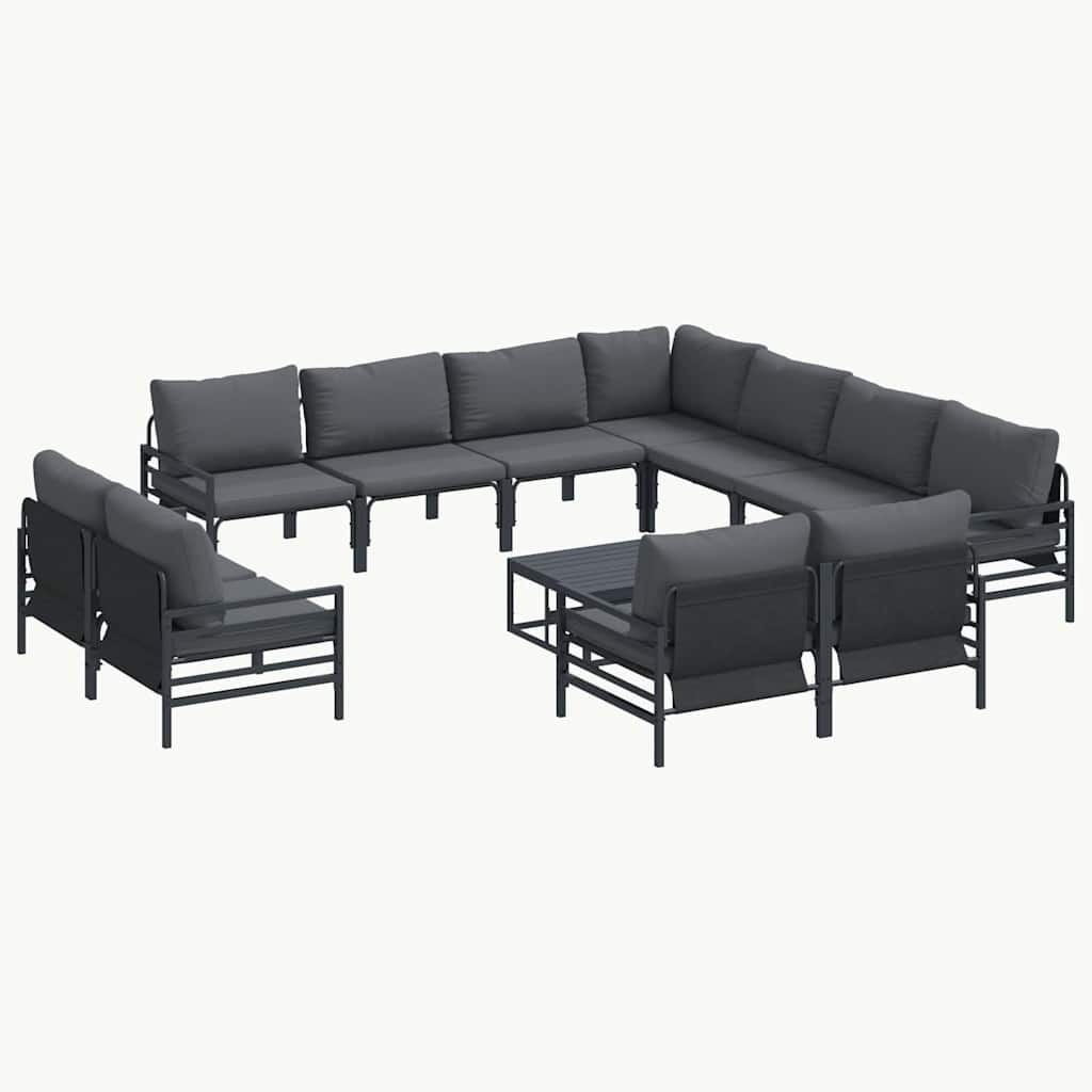 Tuinbankenset met kussen 12 pcs Zwart Staal is nu te koop bij PeponiXL, paradijselijk wonen!