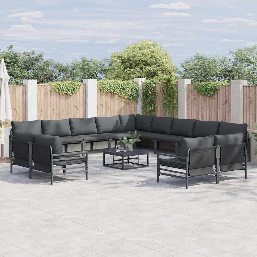Tuinbankenset met kussen 14 pcs Zwart Staal is nu te koop bij PeponiXL, paradijselijk wonen!