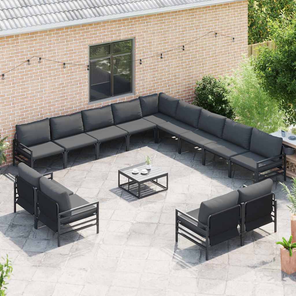 Tuinbankenset met kussen 14 pcs Zwart Staal is nu te koop bij PeponiXL, paradijselijk wonen!