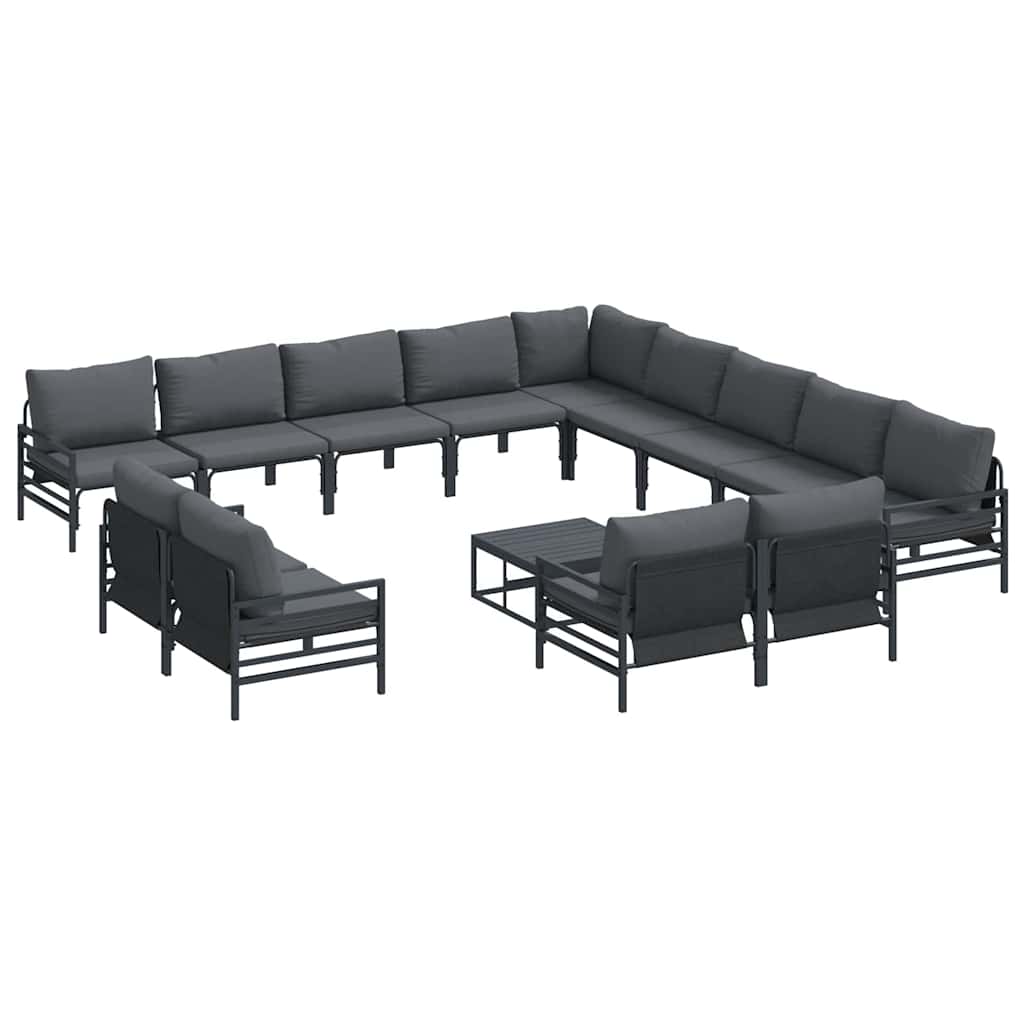 Tuinbankenset met kussen 14 pcs Zwart Staal is nu te koop bij PeponiXL, paradijselijk wonen!