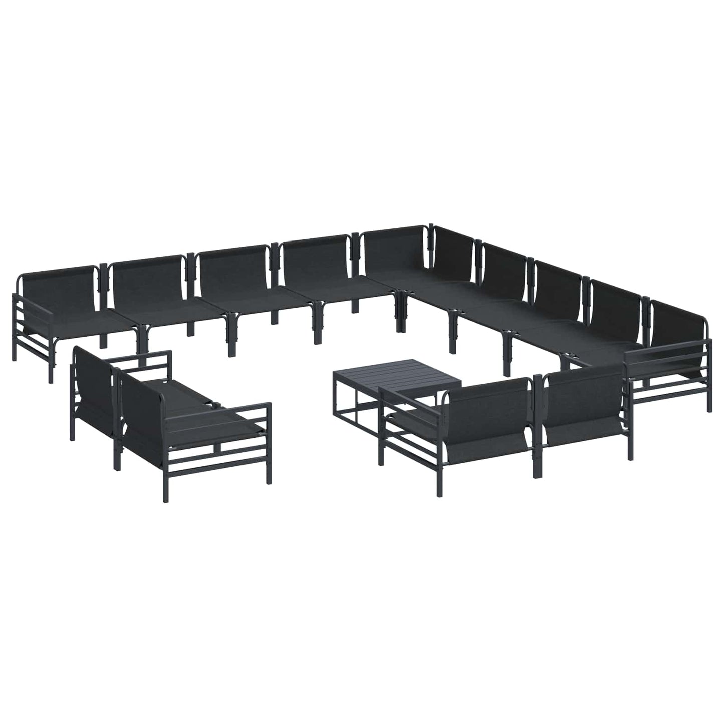 Tuinbankenset met kussen 14 pcs Zwart Staal is nu te koop bij PeponiXL, paradijselijk wonen!