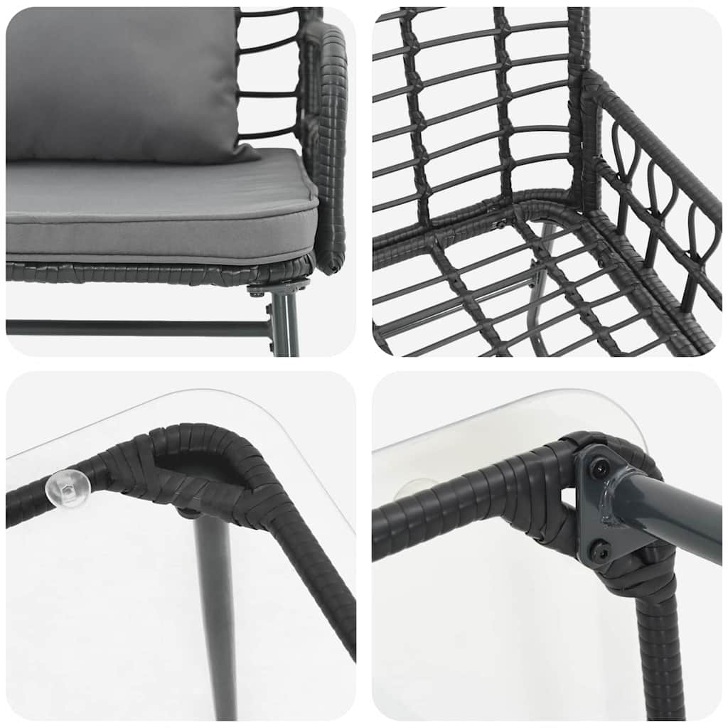 Tuinmeubelset met kussen 4 pcs Zwart en Anthraciet poly rattan is nu te koop bij PeponiXL, paradijselijk wonen!