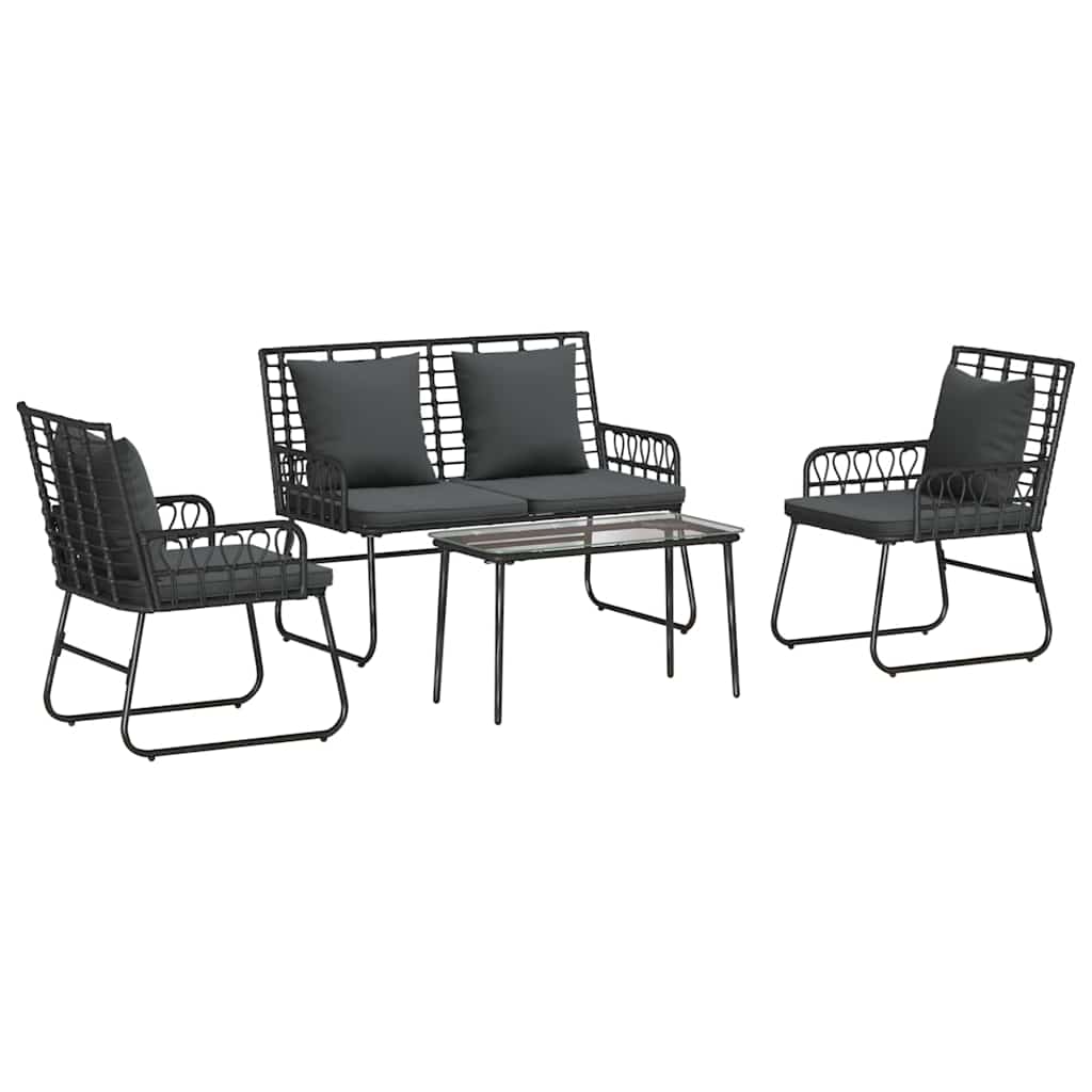 Tuinmeubelset met kussen 4 pcs Zwart en Anthraciet poly rattan is nu te koop bij PeponiXL, paradijselijk wonen!