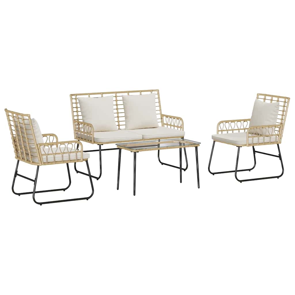 Tuinmeubelset met kussen 4 pcs Zwart en Anthraciet poly rattan is nu te koop bij PeponiXL, paradijselijk wonen!