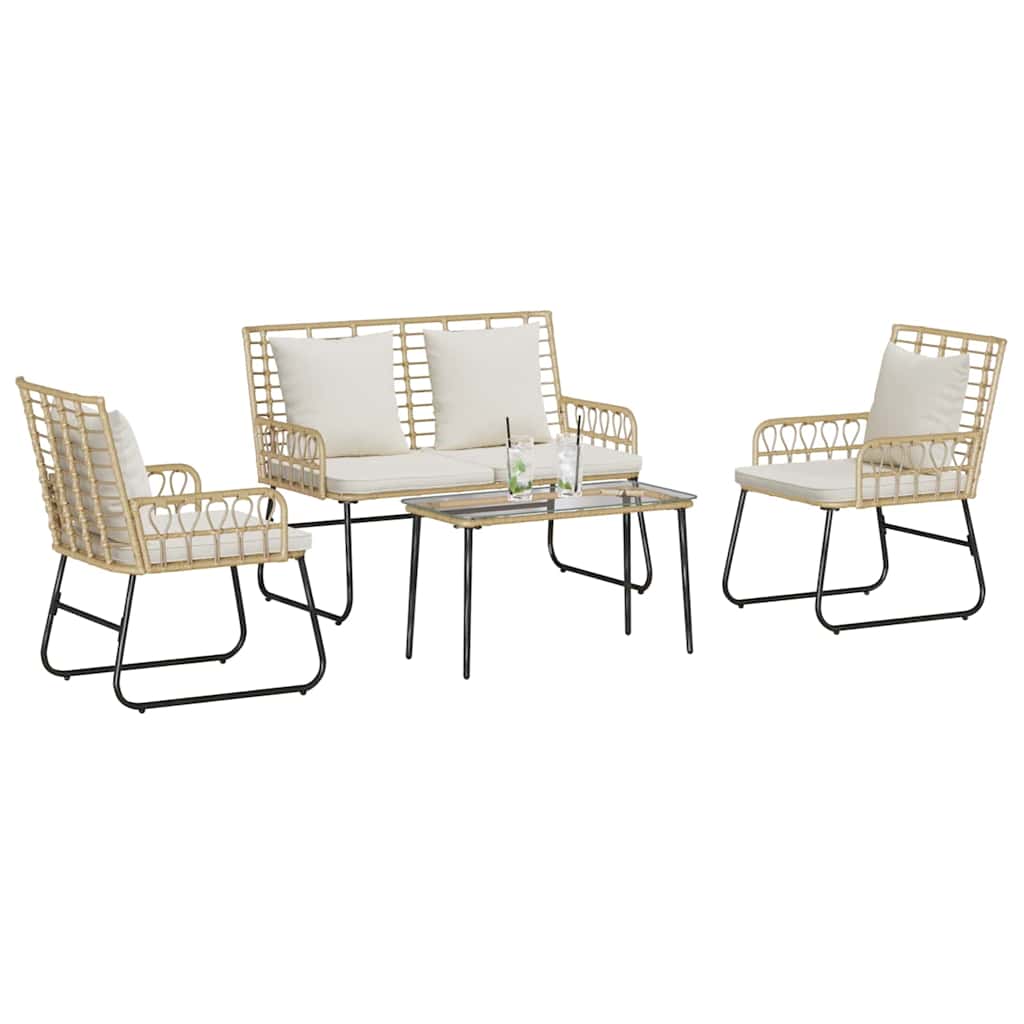 Tuinmeubelset met kussen 4 pcs Zwart en Anthraciet poly rattan is nu te koop bij PeponiXL, paradijselijk wonen!