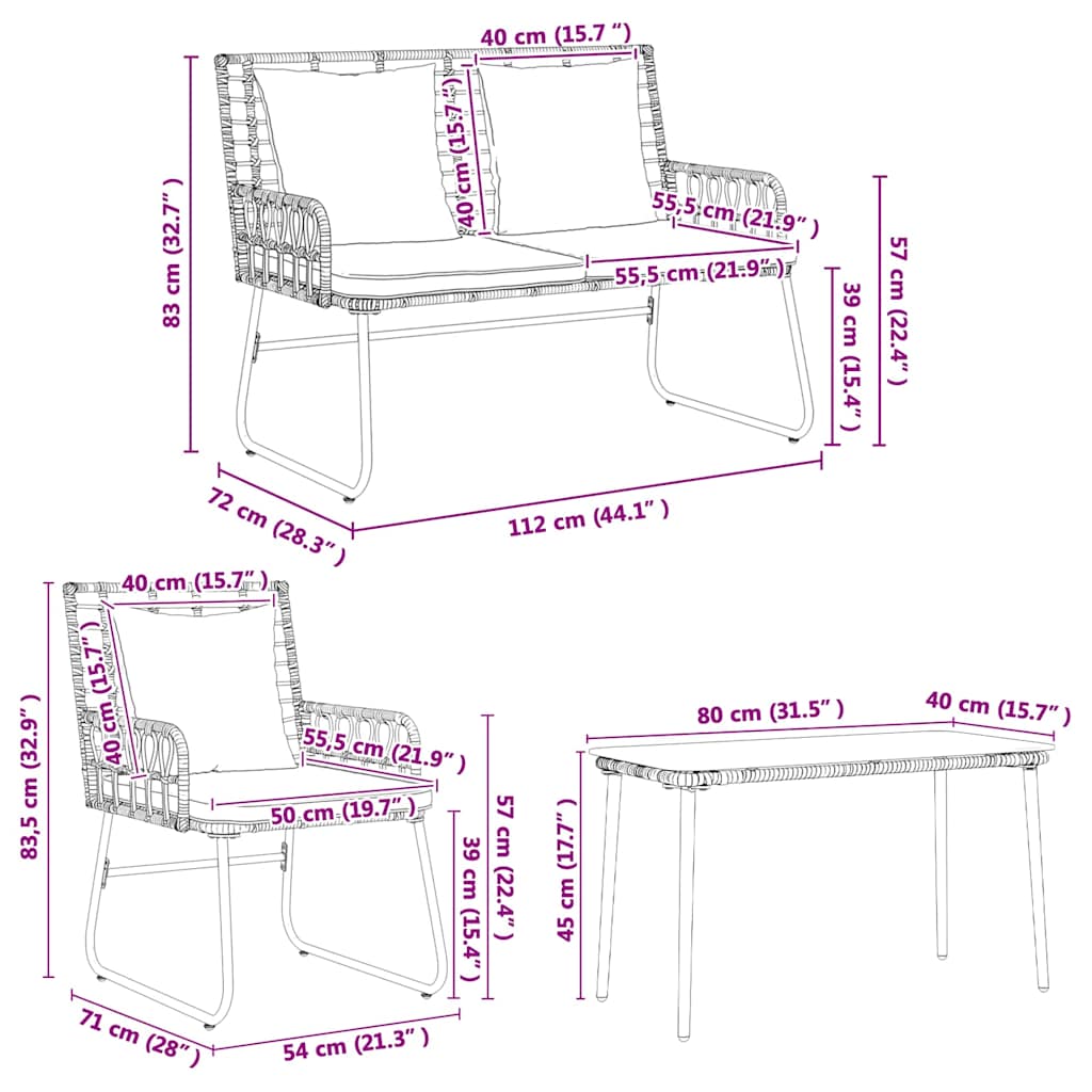Tuinmeubelset met kussen 4 pcs Zwart en Anthraciet poly rattan is nu te koop bij PeponiXL, paradijselijk wonen!