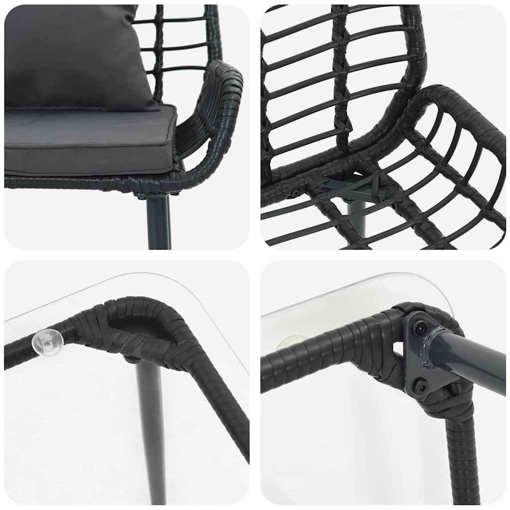Tuinmeubelset met kussen 4 pcs Zwart en Crème poly rattan is nu te koop bij PeponiXL, paradijselijk wonen!
