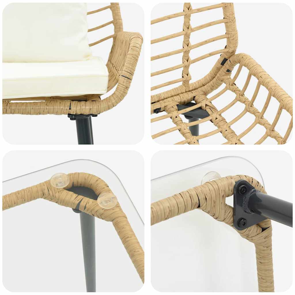 Tuinmeubelset met kussen 4 pcs Zwart en Crème poly rattan is nu te koop bij PeponiXL, paradijselijk wonen!