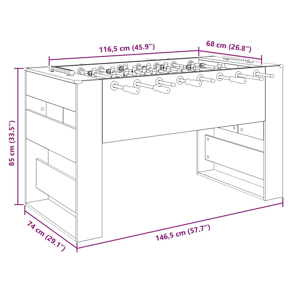 Honkbaltafel Gerookte Eik 146,5 x 74 x 85 cm Bewerkt hout is nu te koop bij PeponiXL, paradijselijk wonen!