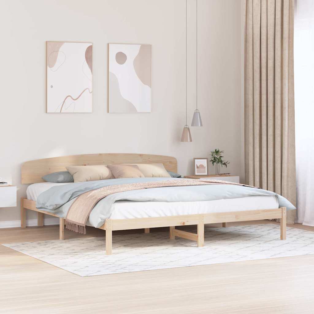 Bedframe met hoofdeinde Naturel 200 x 200 cm Massief grenenhout is nu te koop bij PeponiXL, paradijselijk wonen!