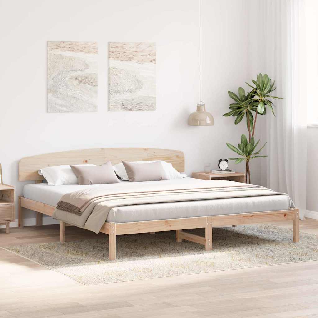Bedframe met hoofdeinde Naturel 200 x 200 cm Massief grenenhout is nu te koop bij PeponiXL, paradijselijk wonen!