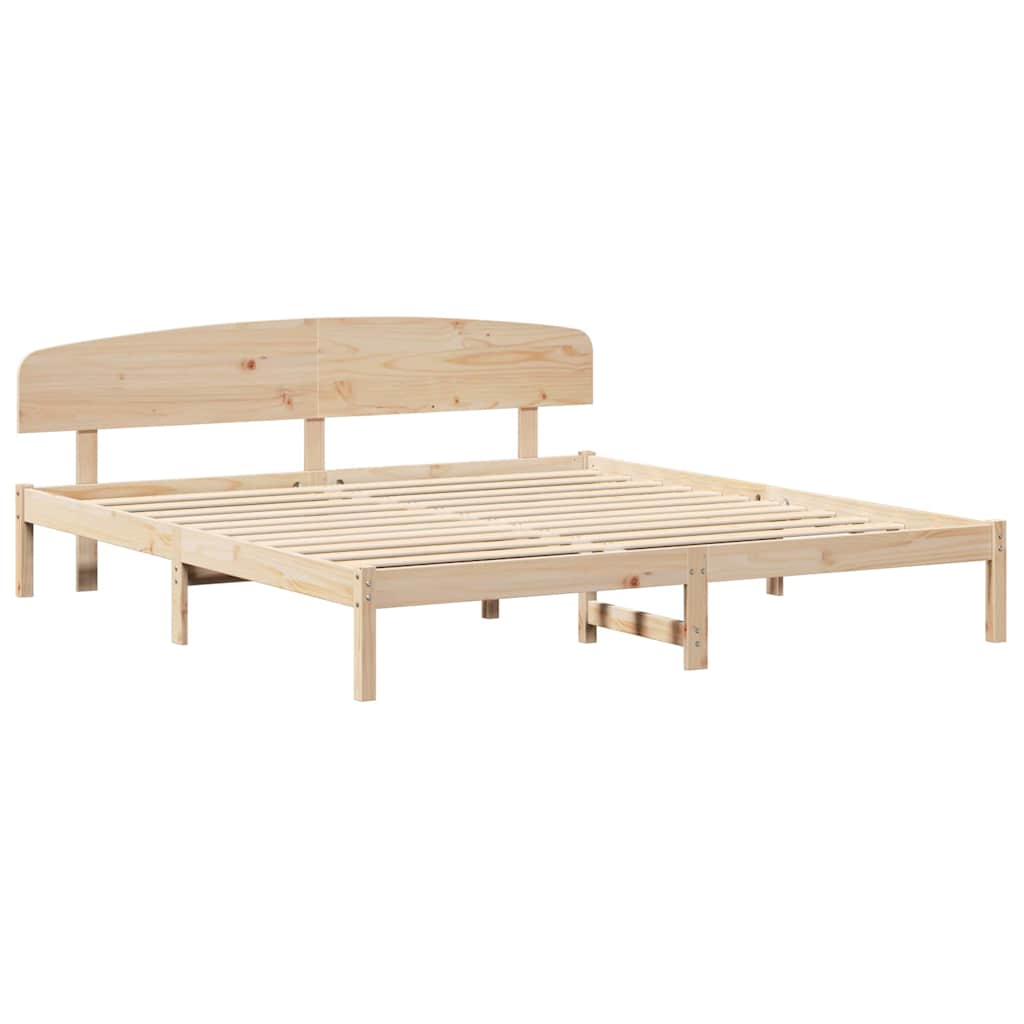 Bedframe met hoofdeinde Naturel 200 x 200 cm Massief grenenhout is nu te koop bij PeponiXL, paradijselijk wonen!