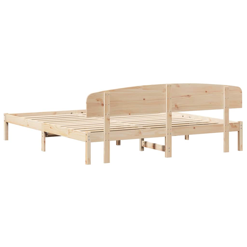 Bedframe met hoofdeinde Naturel 200 x 200 cm Massief grenenhout is nu te koop bij PeponiXL, paradijselijk wonen!