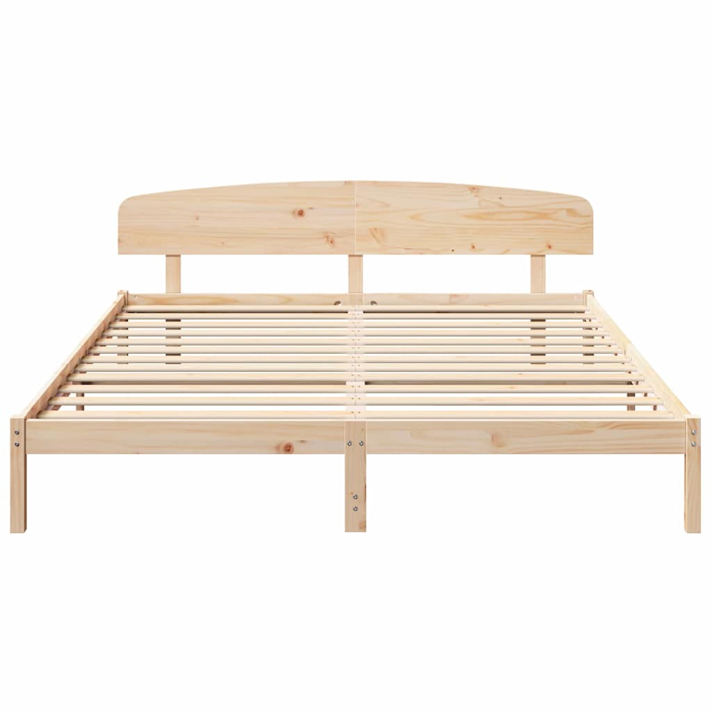 Bedframe met hoofdeinde Naturel 200 x 200 cm Massief grenenhout is nu te koop bij PeponiXL, paradijselijk wonen!