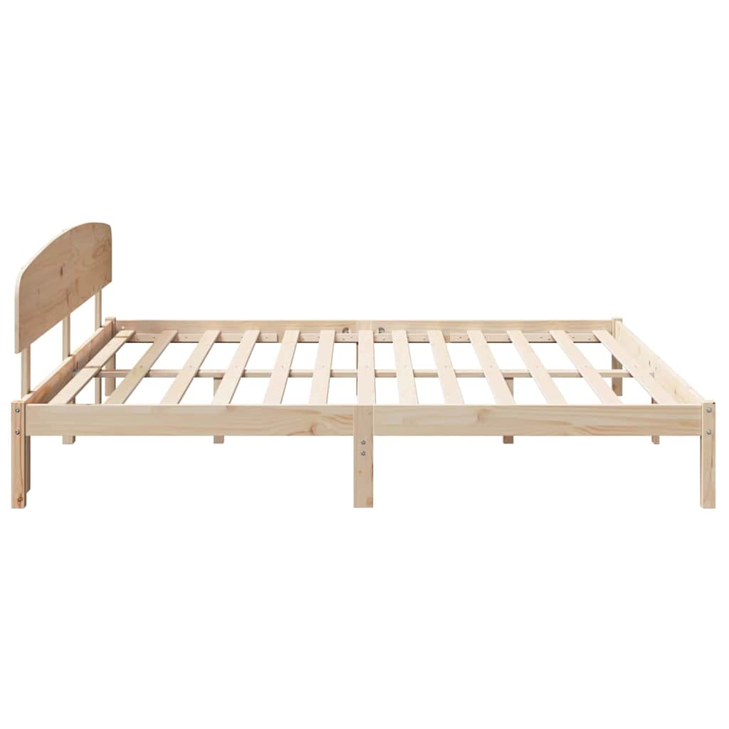 Bedframe met hoofdeinde Naturel 200 x 200 cm Massief grenenhout is nu te koop bij PeponiXL, paradijselijk wonen!