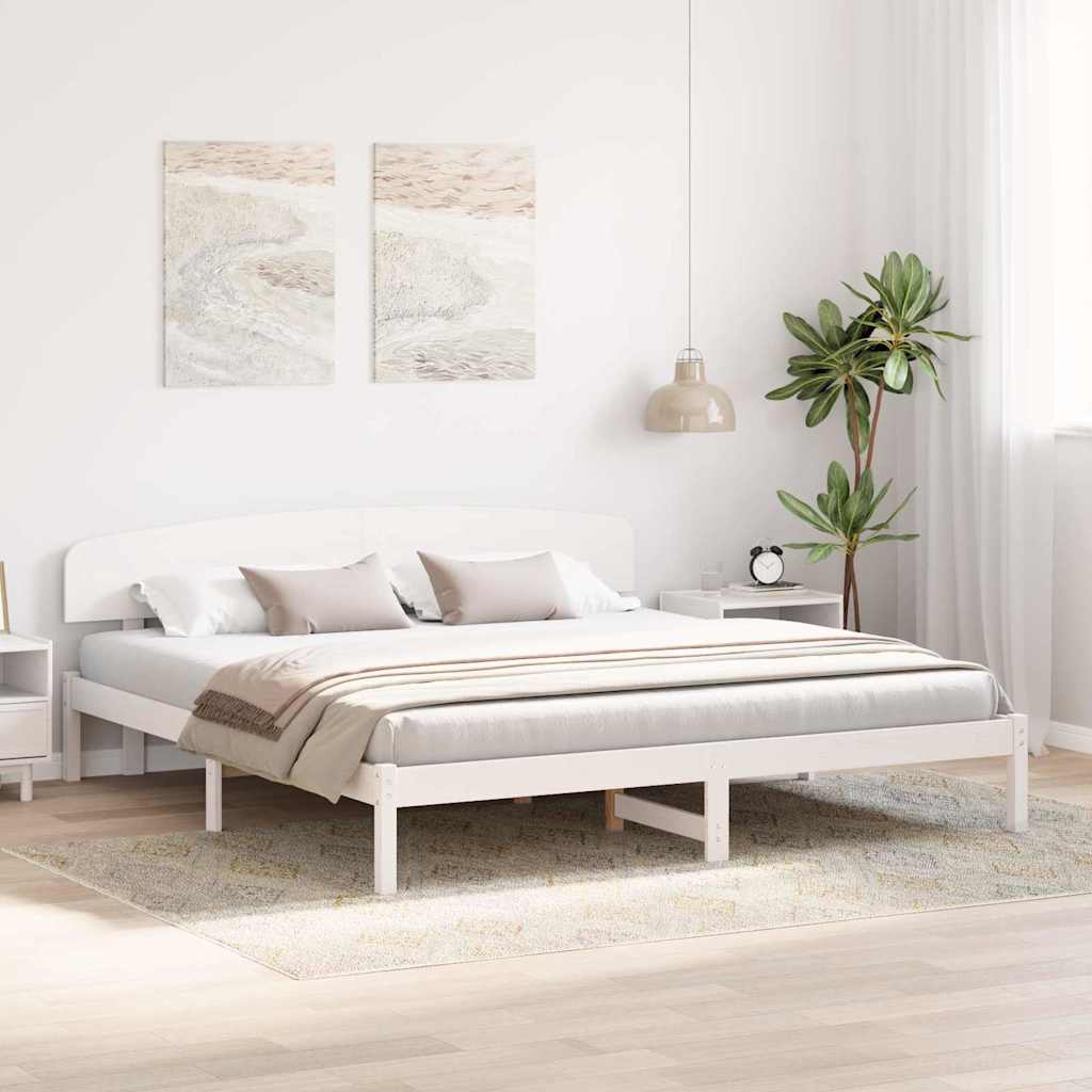 Bedframe met hoofdeinde Wit 180 x 200 cm Massief grenenhout is nu te koop bij PeponiXL, paradijselijk wonen!