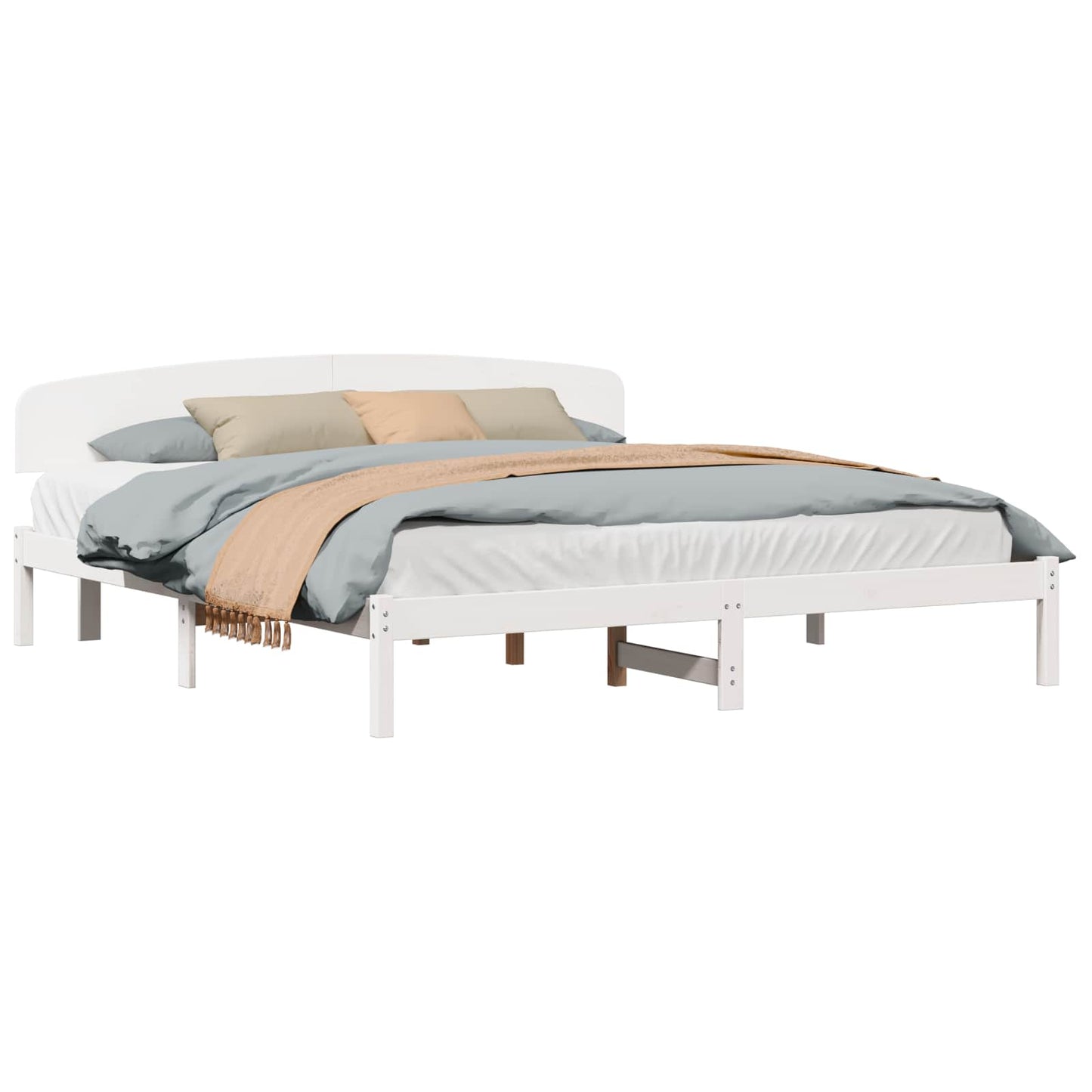 Bedframe met hoofdeinde Wit 180 x 200 cm Massief grenenhout is nu te koop bij PeponiXL, paradijselijk wonen!