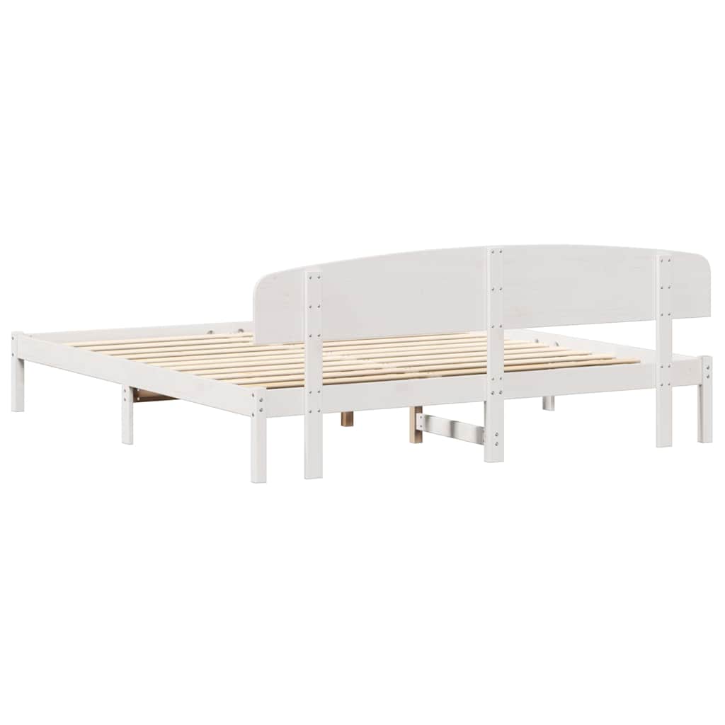 Bedframe met hoofdeinde Wit 180 x 200 cm Massief grenenhout is nu te koop bij PeponiXL, paradijselijk wonen!