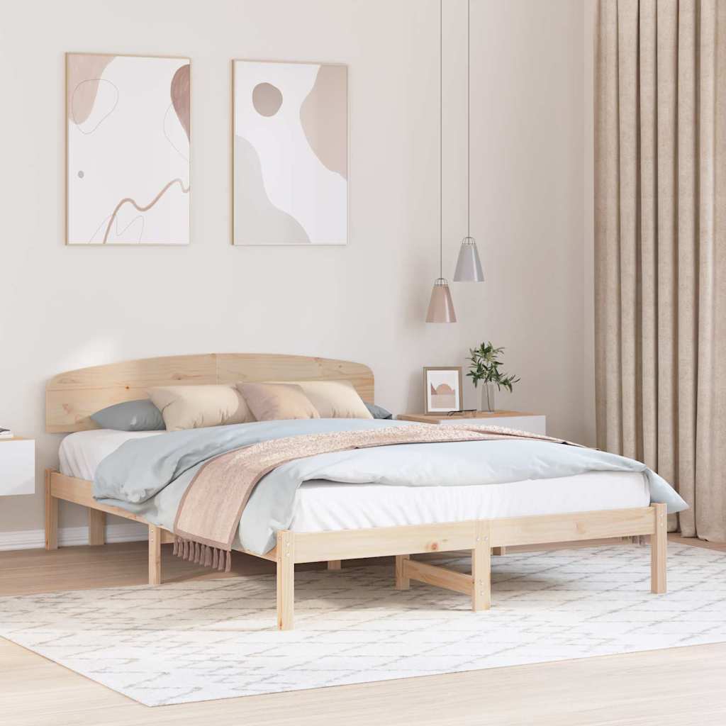 Bedframe met hoofdeinde Naturel 150 x 200 cm Massief grenenhout is nu te koop bij PeponiXL, paradijselijk wonen!