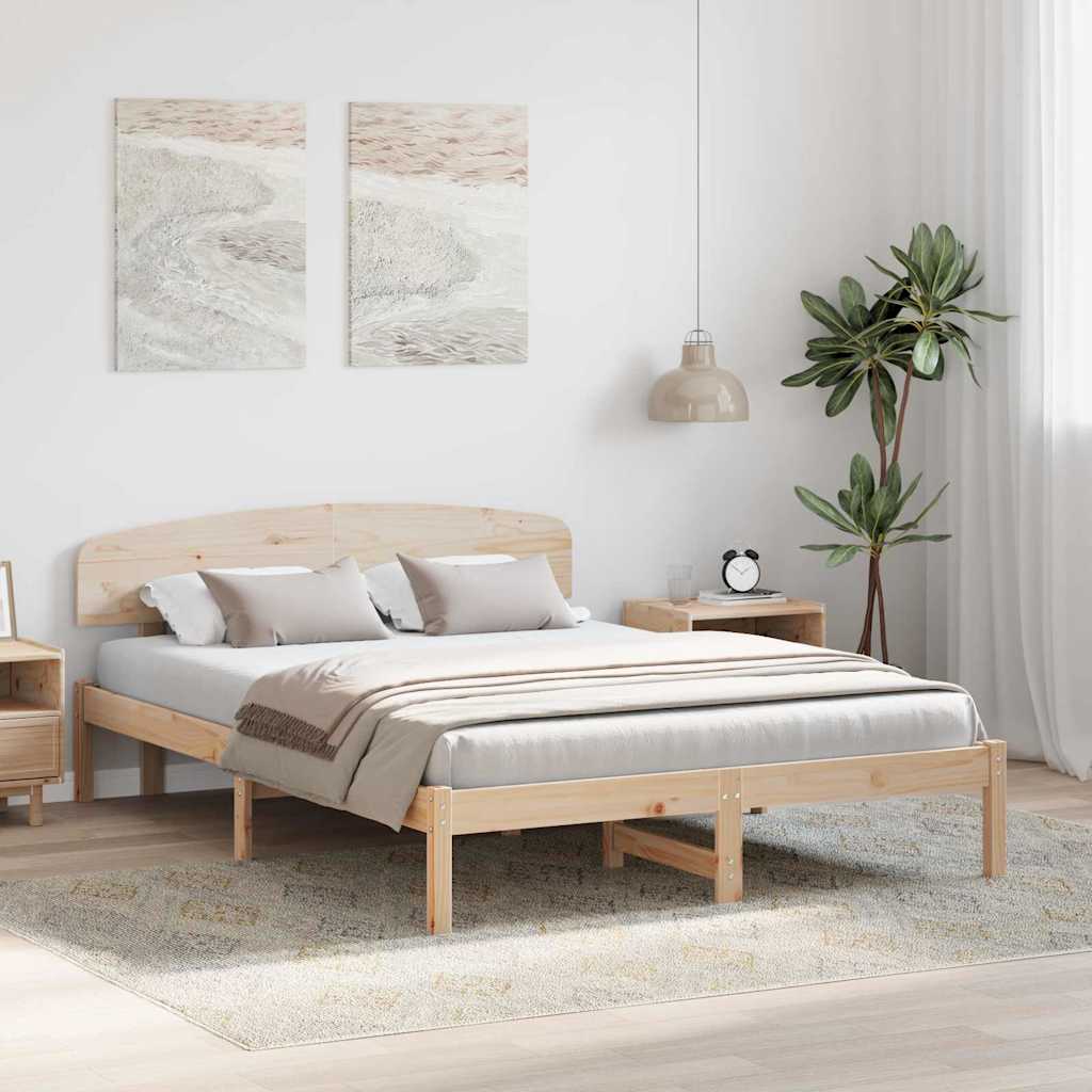 Bedframe met hoofdeinde Naturel 150 x 200 cm Massief grenenhout is nu te koop bij PeponiXL, paradijselijk wonen!