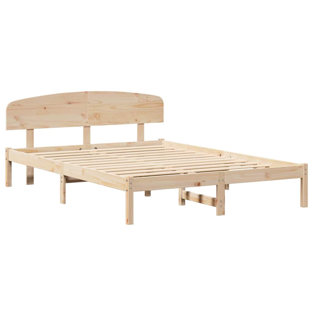 Bedframe met hoofdeinde Naturel 150 x 200 cm Massief grenenhout is nu te koop bij PeponiXL, paradijselijk wonen!