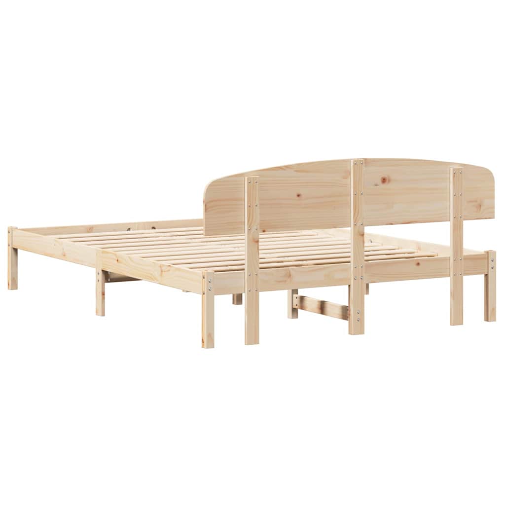 Bedframe met hoofdeinde Naturel 150 x 200 cm Massief grenenhout is nu te koop bij PeponiXL, paradijselijk wonen!