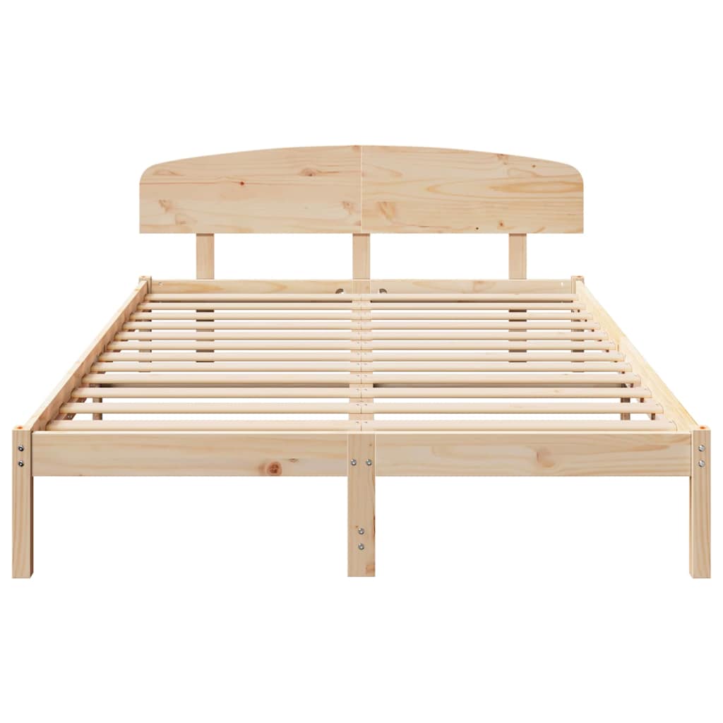 Bedframe met hoofdeinde Naturel 150 x 200 cm Massief grenenhout is nu te koop bij PeponiXL, paradijselijk wonen!