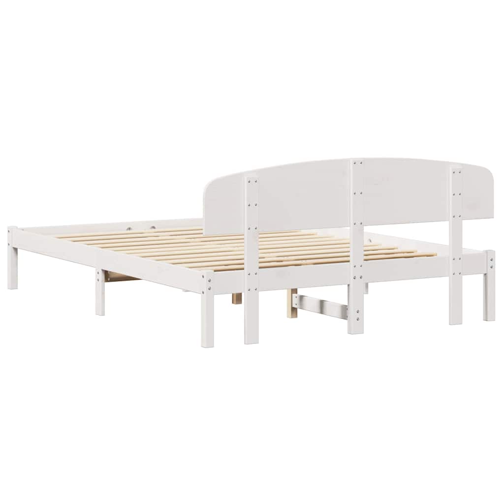 Bedframe met hoofdeinde Wit 140 x 200 cm Massief grenenhout is nu te koop bij PeponiXL, paradijselijk wonen!