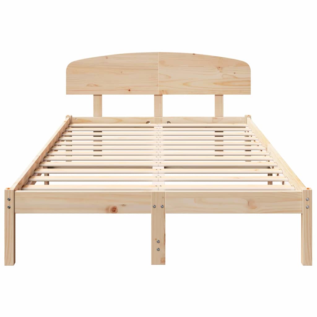Bedframe met hoofdeinde Naturel 120 x 200 cm Massief grenenhout is nu te koop bij PeponiXL, paradijselijk wonen!