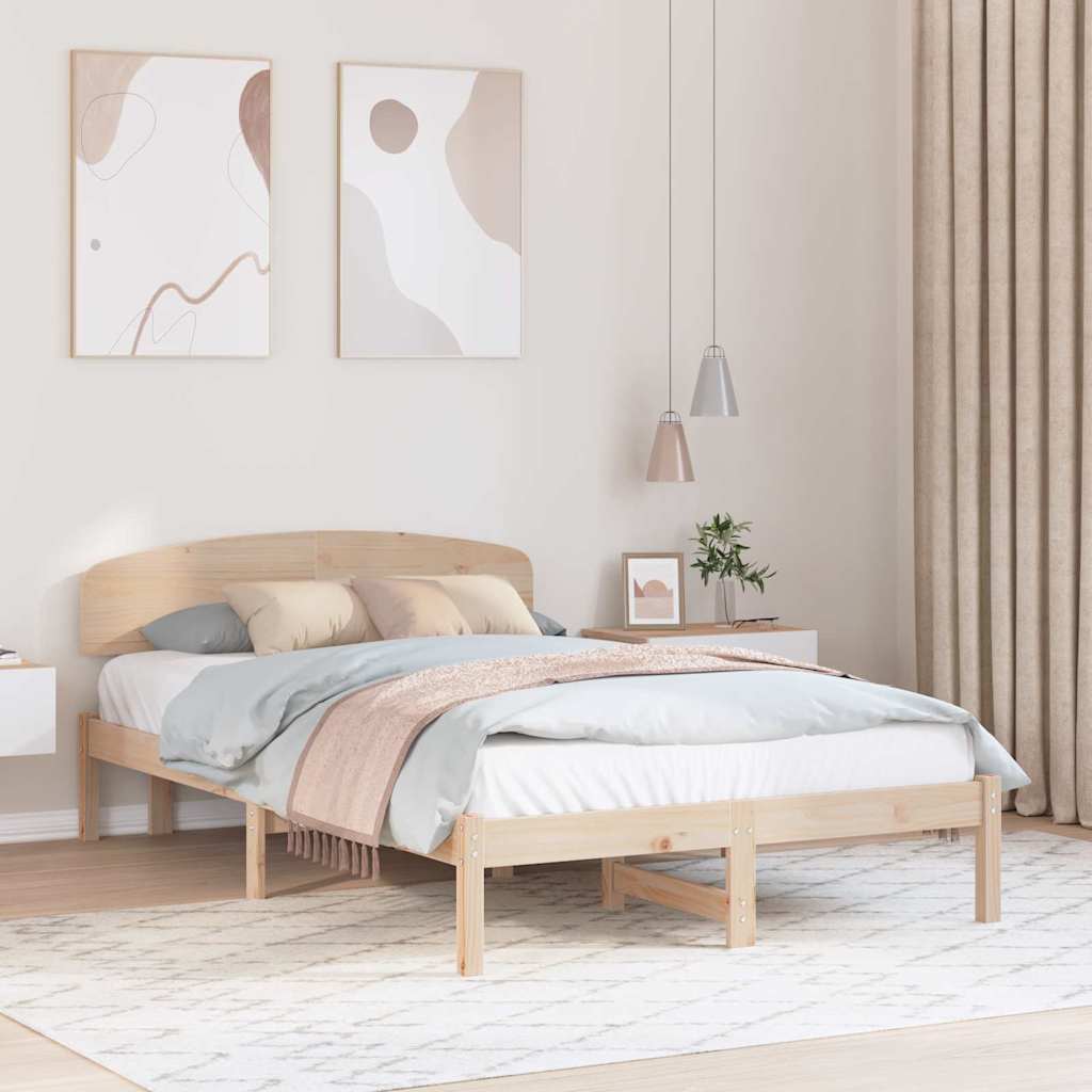 Bedframe met hoofdeinde Naturel 140 x 190 cm Massief grenenhout is nu te koop bij PeponiXL, paradijselijk wonen!